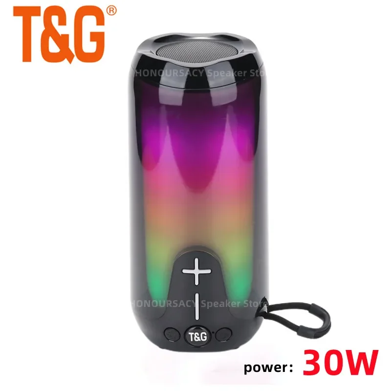 Wireless FM Bluetooth Speaker Portable Outdoor Subwoofer 360 Stereo Soundbox Transparent Sound Column RGB Light TWS Boombox AUX