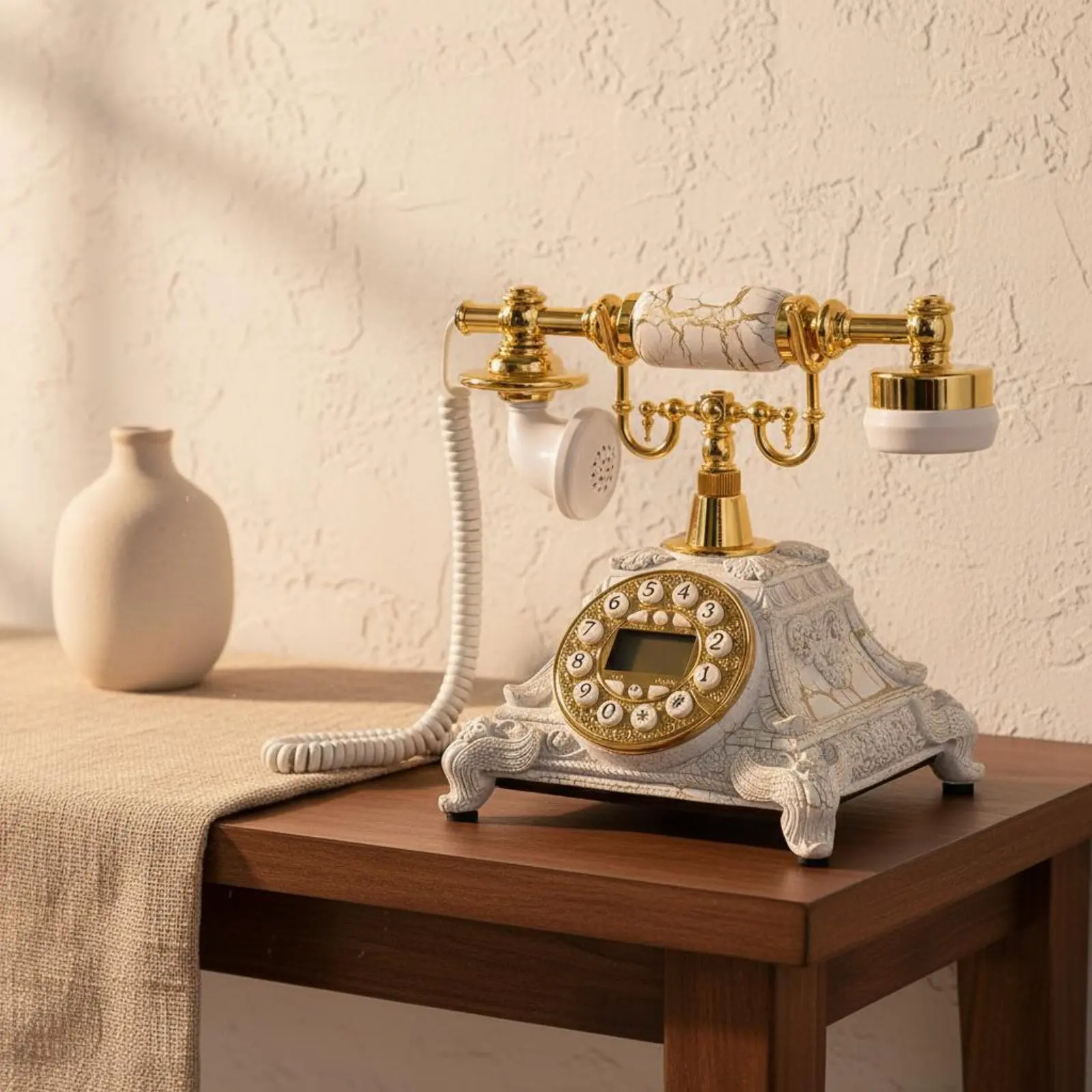 

Vintage Button Phone Ornate Antique Desk Phone Antique Desk Telephone No Batteries Vintage Telephone Long-Lasting Materials