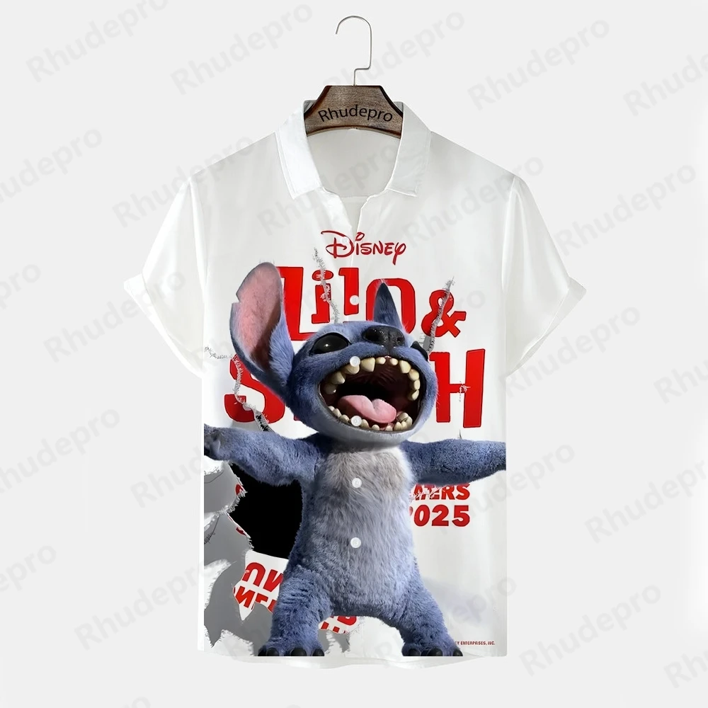 

Disney 2025 Summer Lilo & Stitch live action Hawaiian Shirt Men's And Women's Casual Short Sleeve Beach Fashion Harajuku Style