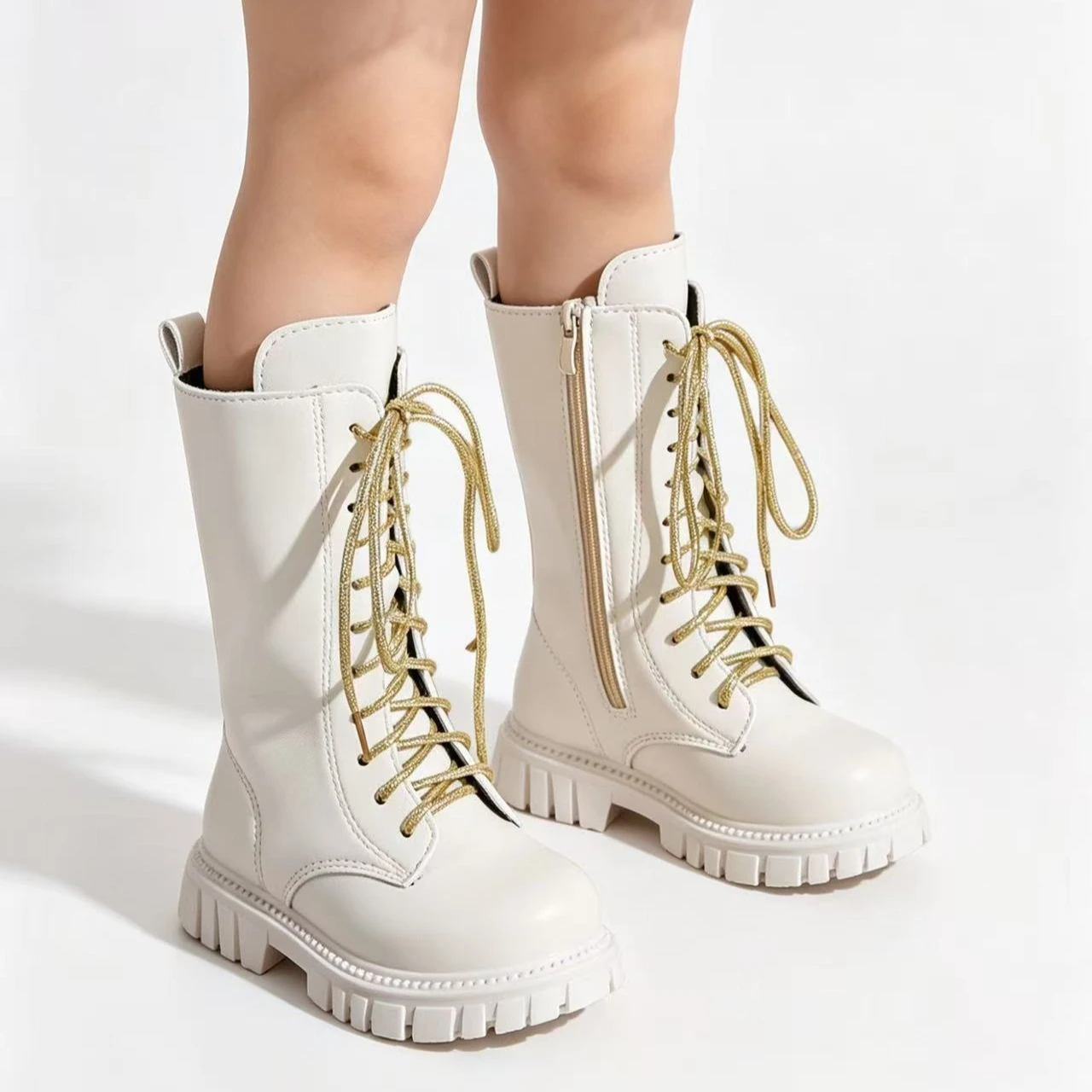 Kids Mid-calf Boots for Girls 2026 New Autumn Winter Kids Leather Boots Non-slip Simple Princess Christmas Party Boots Age5-8