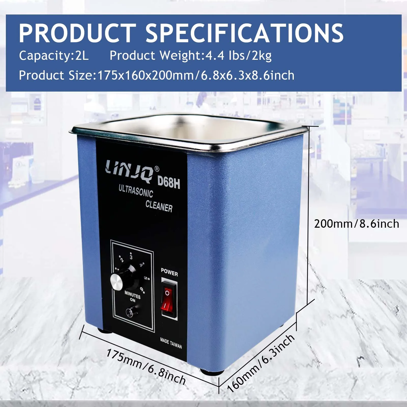 1.6L Professional Ultrasonic Cleaner for Glasses, Watches, Jewelry, Small Parts, and Circuit Boards