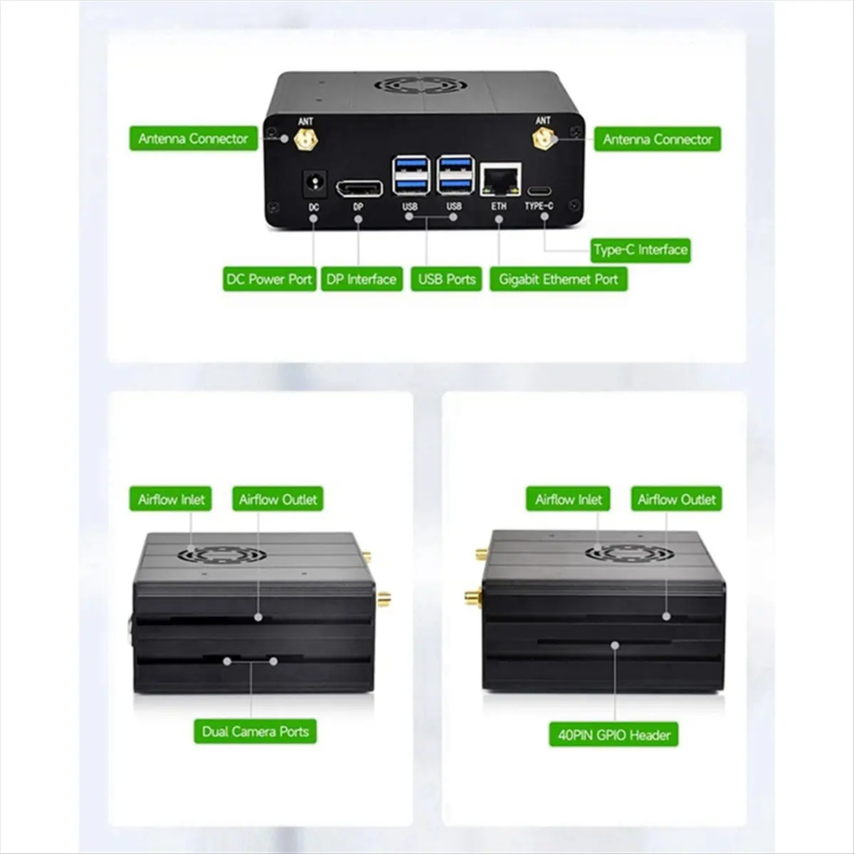 (A32M) For Jetson Orin Nano NX Aluminum Enclosure Development Boards Portable Camera Stands Metal Case Enclosure