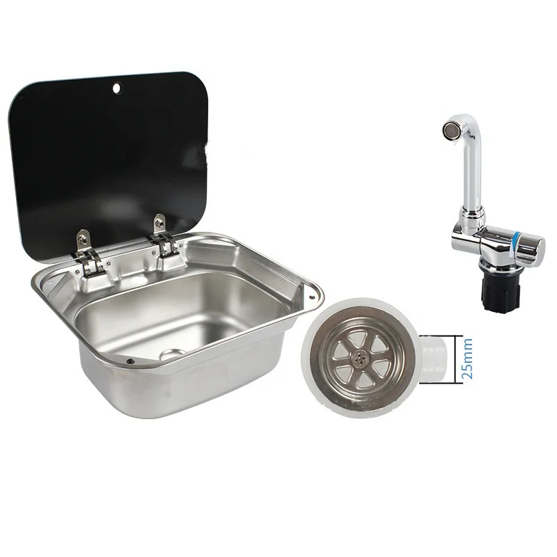 Amazon Hot Sale RV Caravan Accessories Mini Kitchen Wash Sink Stainless Steel With Faucet