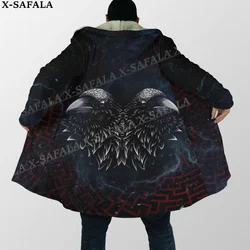 Symbol Tattoo Raven Odin Viking Mythology Thick Warm Hooded Cloak Men Overcoat Coat Windproof Fleece Cape Robe Hooded Blanket-12