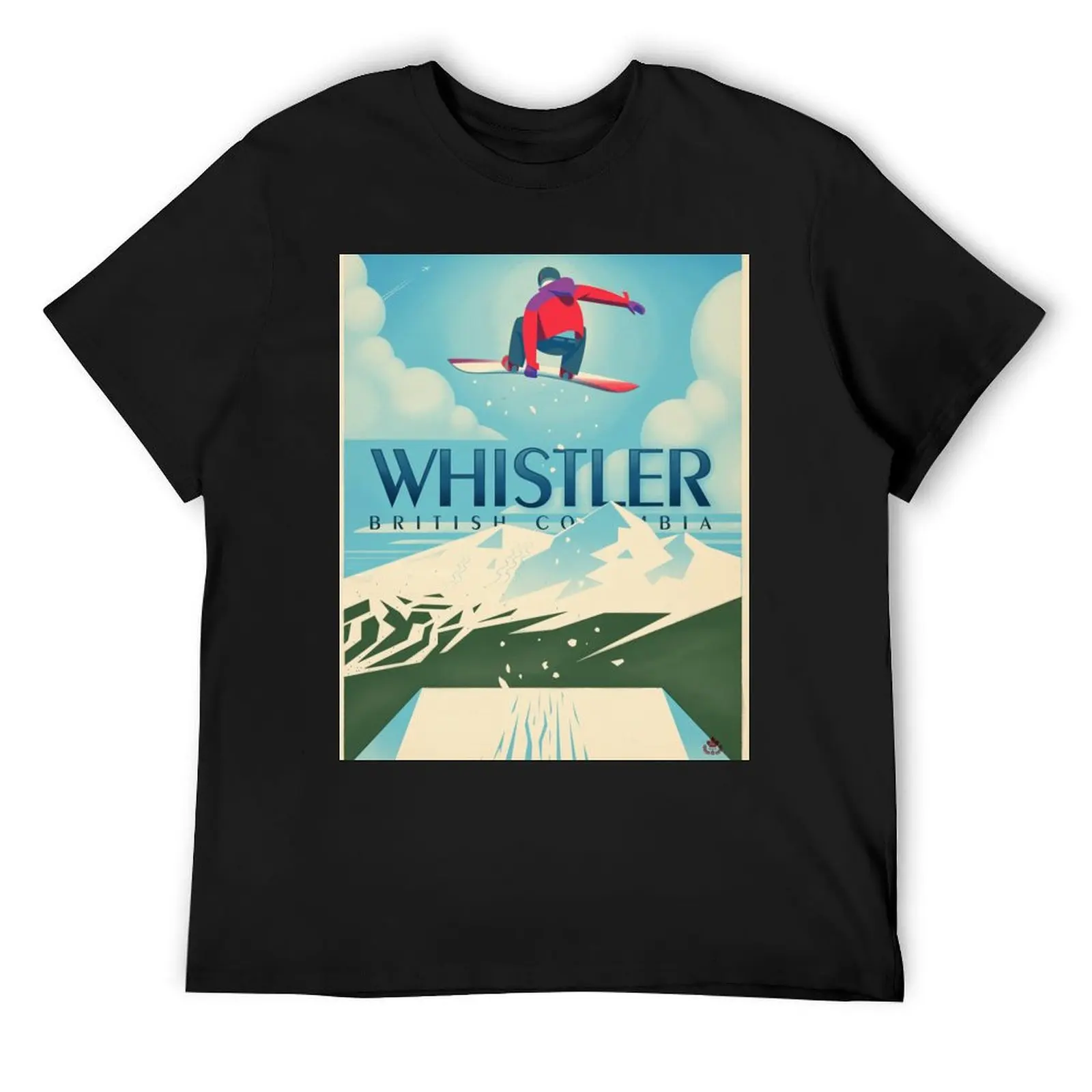 Snowboard Booter Whistler, BC Travel Poster T-Shirt quick drying cute clothes kawaii clothes shirts graphic tee men