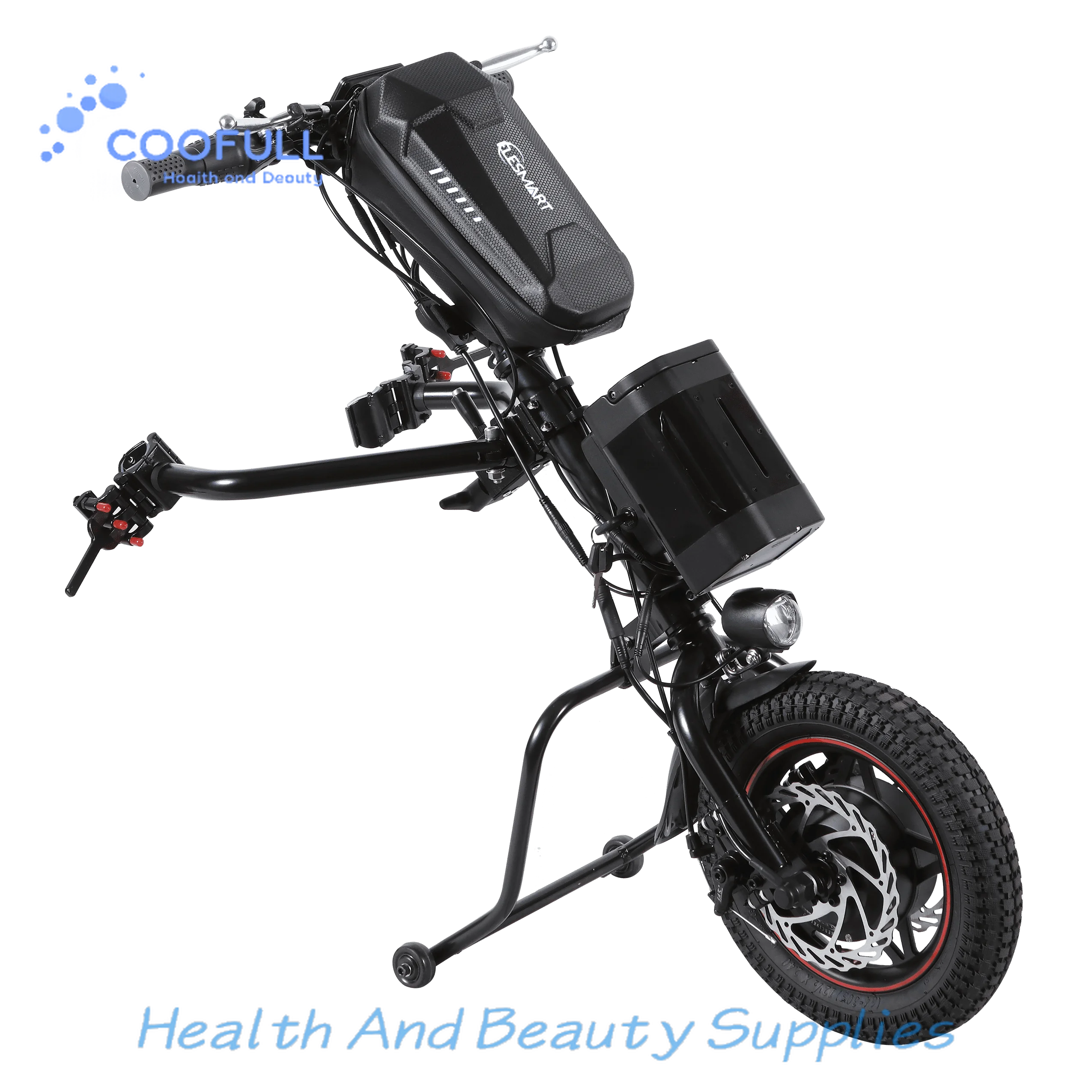 Coofull Newest 12inch 350w Wheelchair Electric Handcycle for Disabled High Torque Wheelchair Attachment with Shock Absorber