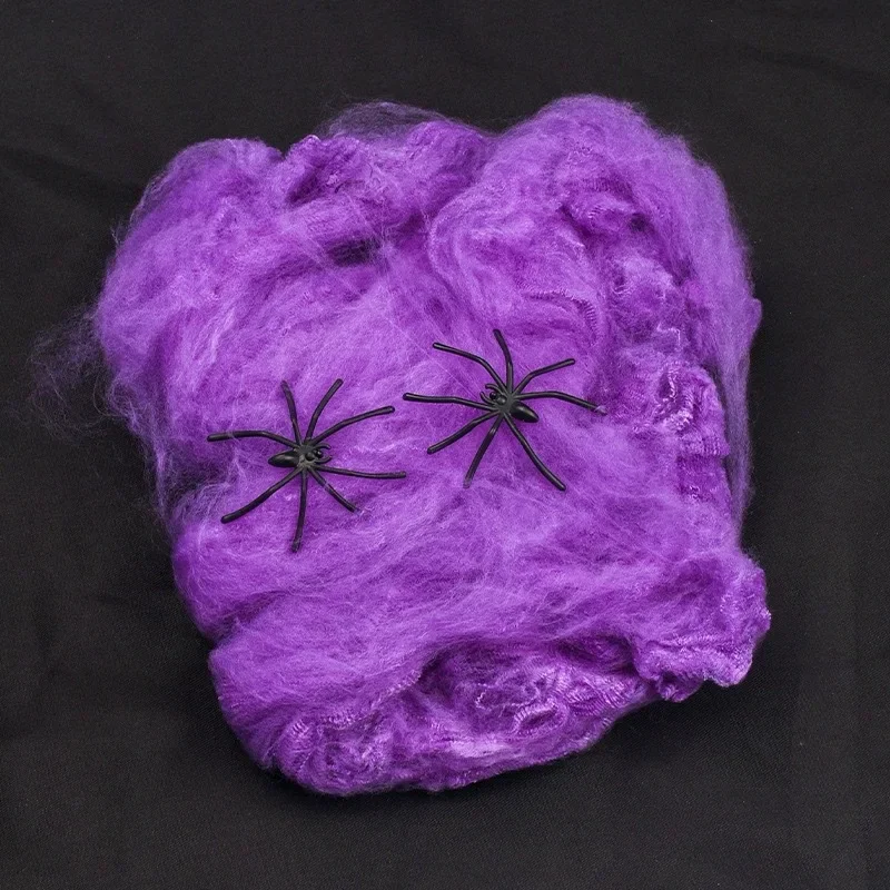 Halloween künstliches dehnbares Spinnennetz mit Spinnen Dekoration für Gothic Geisterhaus Party Horror gruselige Requisiten Accessoires realistisch langlebig perfekt für Innen Außen Halloween Partys und schaurige Dekor – Detail 28