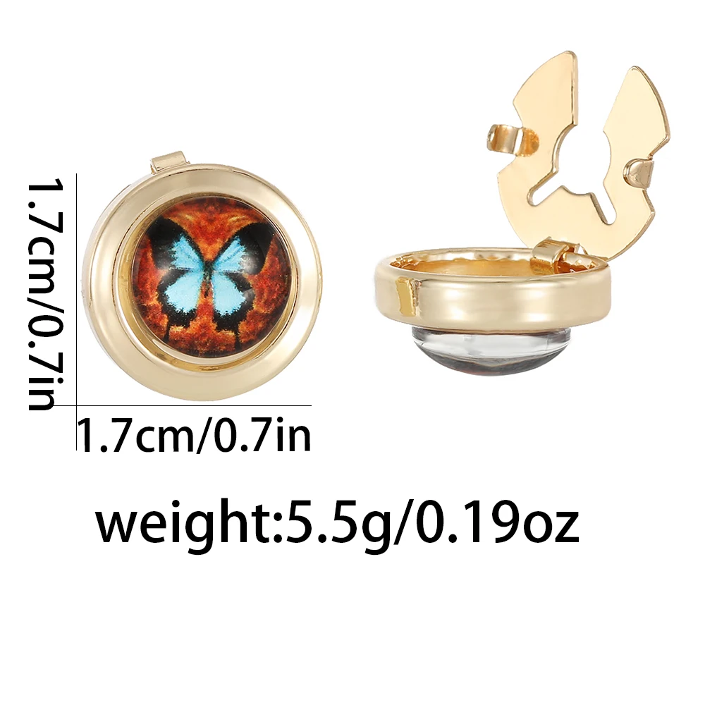 8 أنماط مضحك فراشة نمط غطاء أزرار المشبك الزجاج كابوشون أزرار أكمام صورة فنية #6