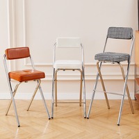 Middle Ancient Style Bar Stool Foldable Counter Height Chairs Designer Kitchen Island Stools Space Saving Modern Furniture