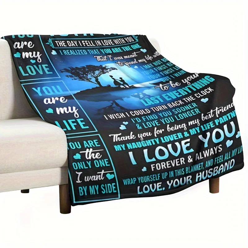 Romantic Couple Love Blanket Throw for Anniversary Valentine's Day Gift Cozy Keepsake for Him Her
