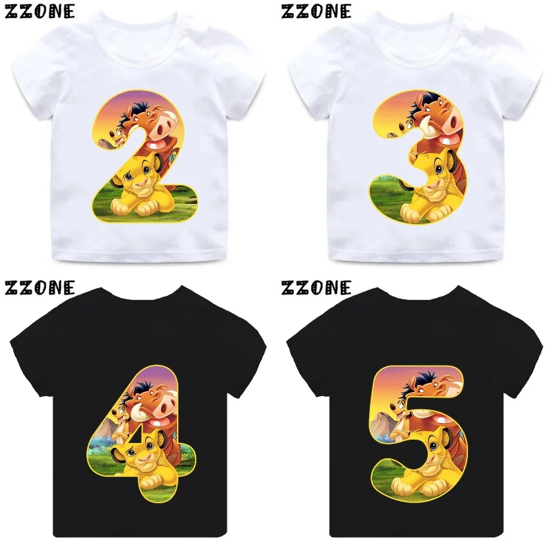 

The Lion King Cute Simba Print Girls Clothes 1 2 3 4 5 6 7 8 9 Years Birthday Cartoon Kids T shirt Baby Boys Children T-Shirt