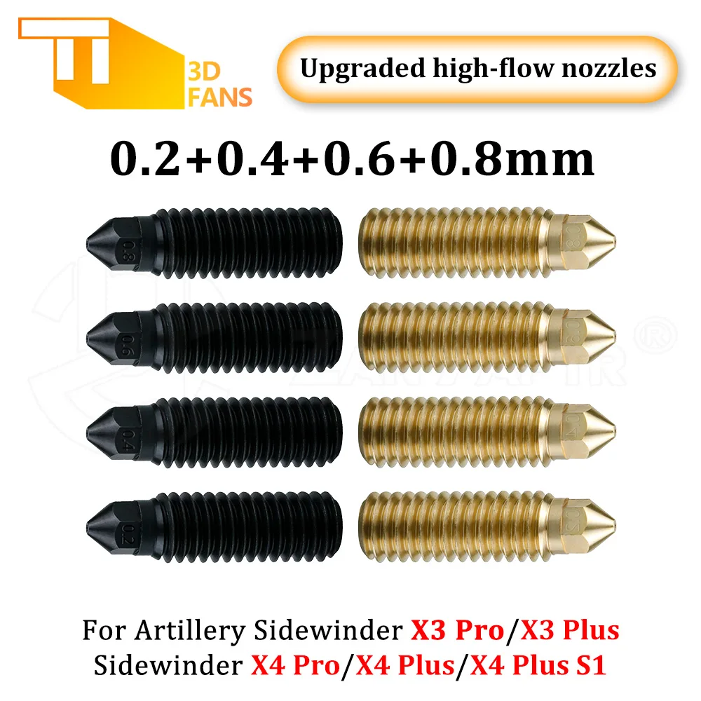 For Artillery Sidewinder X4 Nozzle X3 Plus X3 Pro Hotend Nozzle Hard Steel Brass Nozzle for 3D Printer Accessories