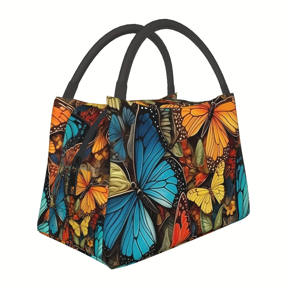 Animal Butterfly Print Lunch Bag: Hand Washable, Reusable, And Perfect For Beach, Hiking, Or Office