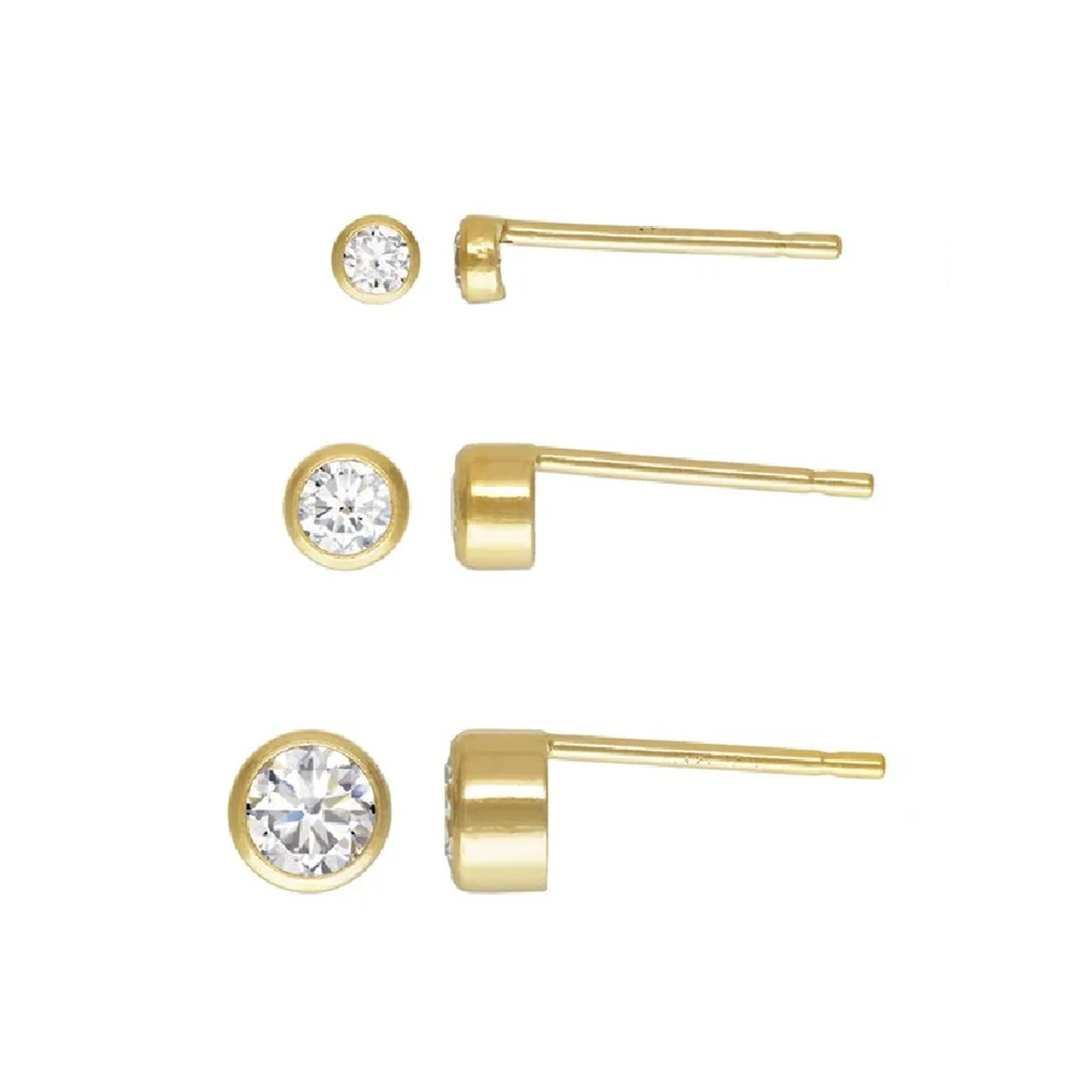 

14K Gold Filled Bezel Earring Post White CZ WITHOUT Backs for Jewelry Making 2mm 3mm 4mm