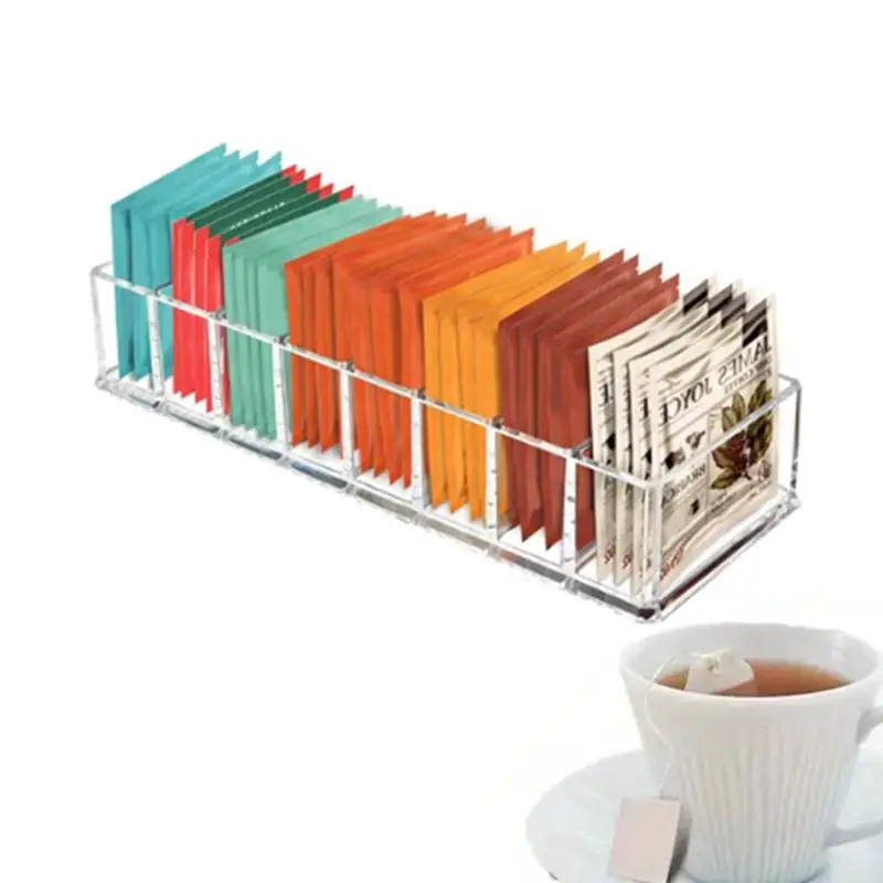 Kotak Penyimpanan Kantong Teh Bunga Kotak Display Transparan Kotak Klasifikasi 8-Grid Alat Pengatur Desktop Multifungsi