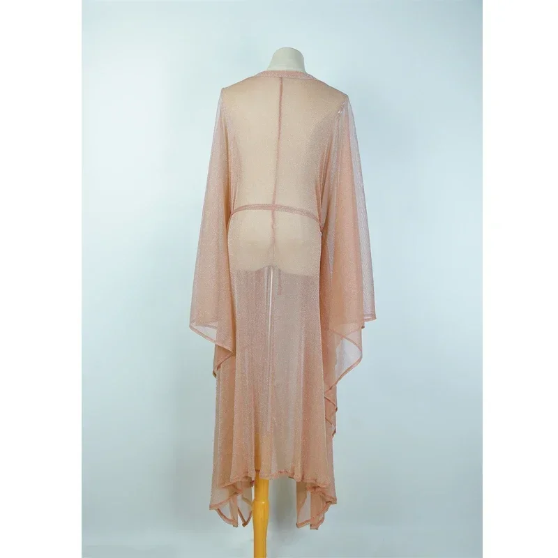 فساتين شاطئ ماكسي شفافة للنساء، فستان طويل، ملابس سباحة، ملابس شاطئ، سترة صيفية، رداء دي بلاج #6