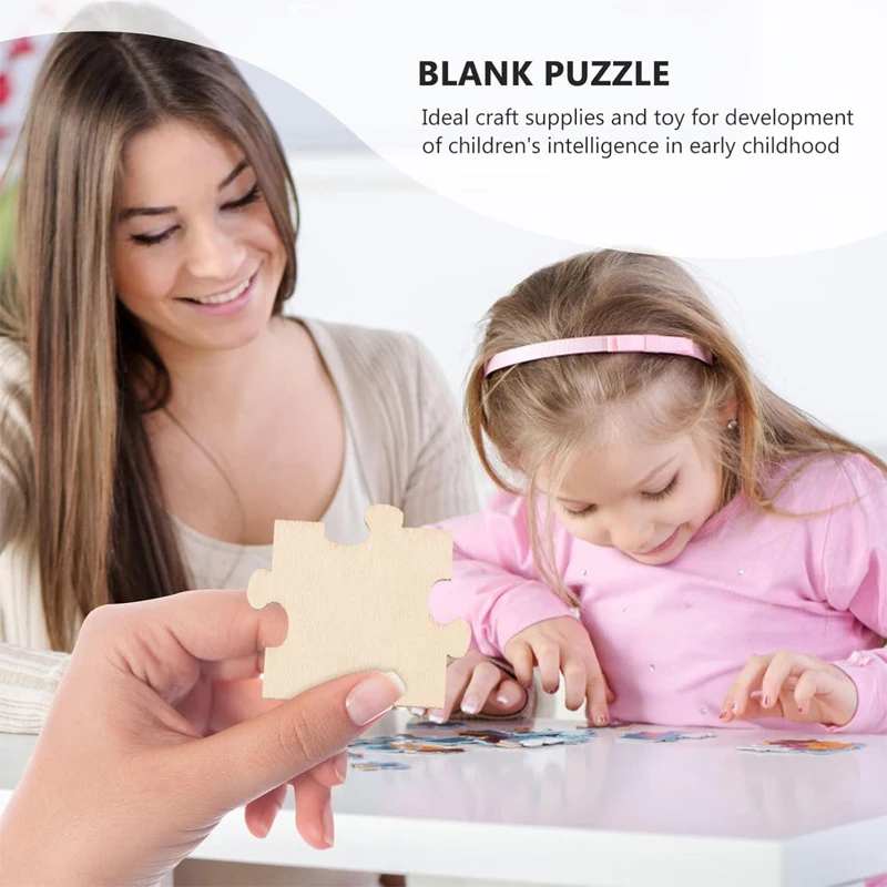 50pcs 2/3/4cm Unfinished Wooden Puzzle DIY Blank Puzzle Wood Puzzle Pieces for Kids Arts Crafts Classroom Learning Tools