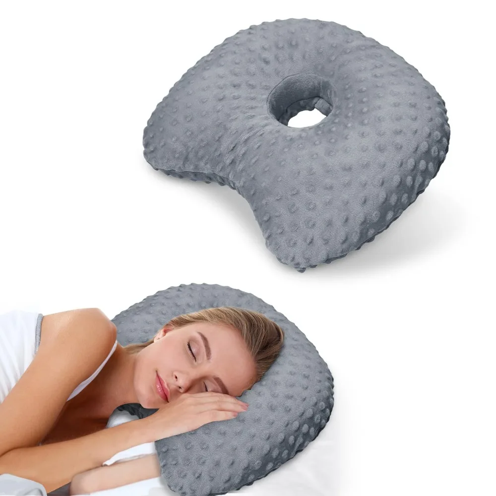 

Cotton Filling Ear Piercing Pillow Ergonomic Portable Pillow with Ear Hole Breathable Comfortable Earring Pillow