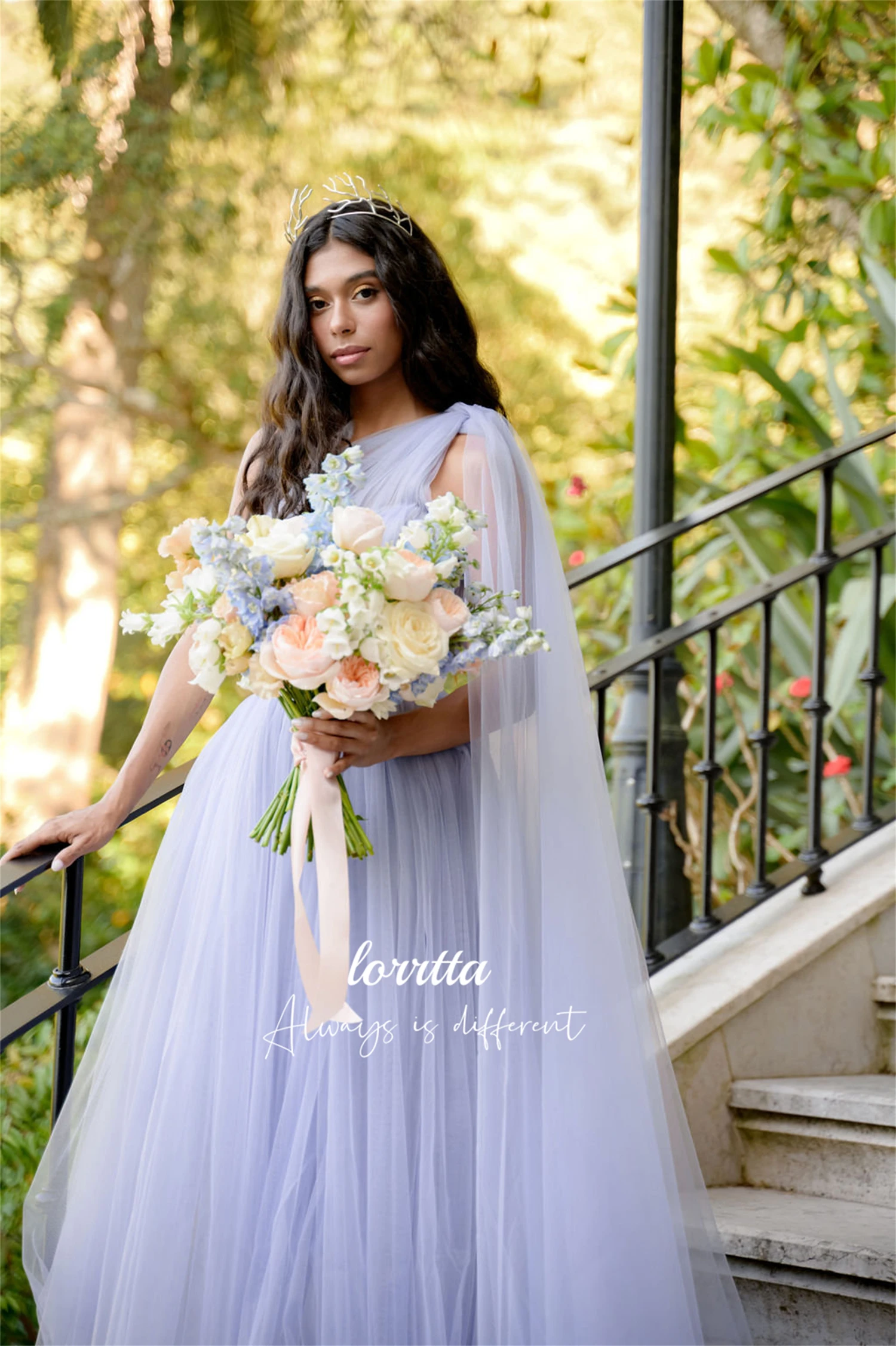 

Lorrtta Gray Blue Wedding Dress Shawl Line A Mesh Party Luxury Dresses Evening 2023 Guest Women Long Saudi Graduation Ladies New