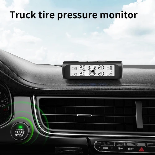 Imagen 2 del producto Sistema inteligente de Monitor de alarma de seguridad de presión de neumáticos de coche Tpms, pantalla de 4 sensores, advertencia de temperatura de presión de neumáticos inteligente Solar