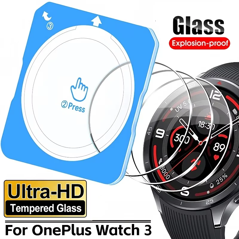 Protecteur d'écran en verre trempé pour montre connectée OnePlus Watch 3, Installation facile 9H, couverture complète, Film transparent pour montre connectée OnePlus Watch 3