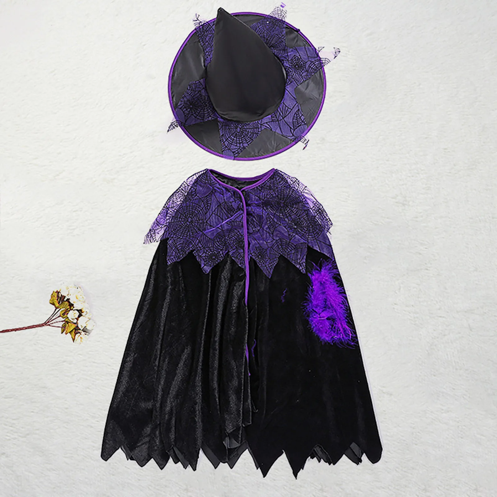 Conjunto de disfraces de Halloween de bruja, disfraz de bruja de cuento de hadas con sombrero para fiesta de cumpleaños y Festival