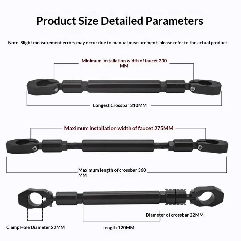 Motorcycle Thick Balance Bar Universal 22mm Aluminum Crossbar Strengthen Handlebar Extended Moto Handle Grip Reinforce Lever