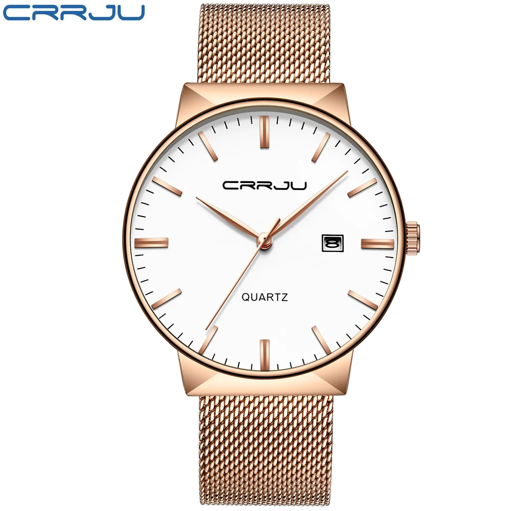 CRRJU Men Watch Quartz Fashion Casual Ultra-thin Wristwatches with Date Relogio Masculino