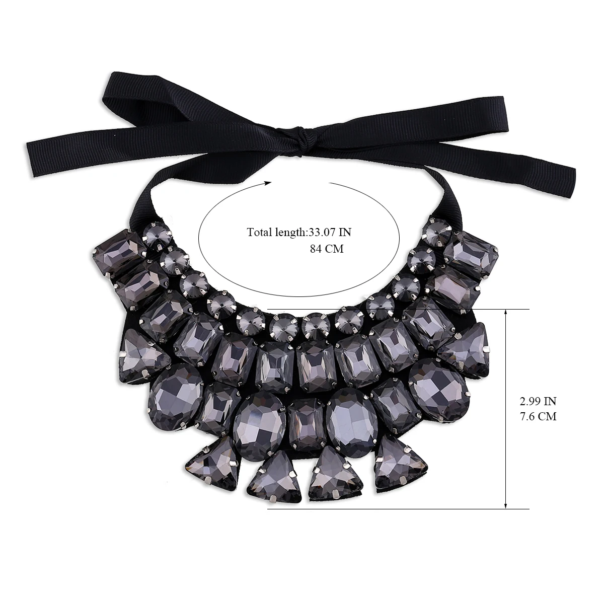 GGQINISI Fashion Bohemia Crystals Chunky Chokers Necklace for Girls Handmade Statement Collar Pendant Jewelry Party Wedding