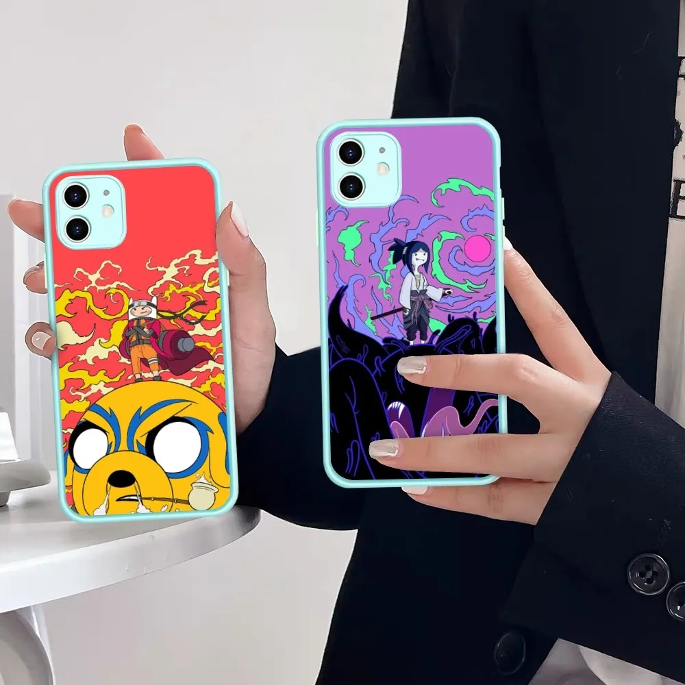 Funda de teléfono Amine Cartoon A-AdventureS Time para iPhone 14 X XR XS 7 8 Plus 11 12 13 pro MAX 13mini mate a prueba de golpes