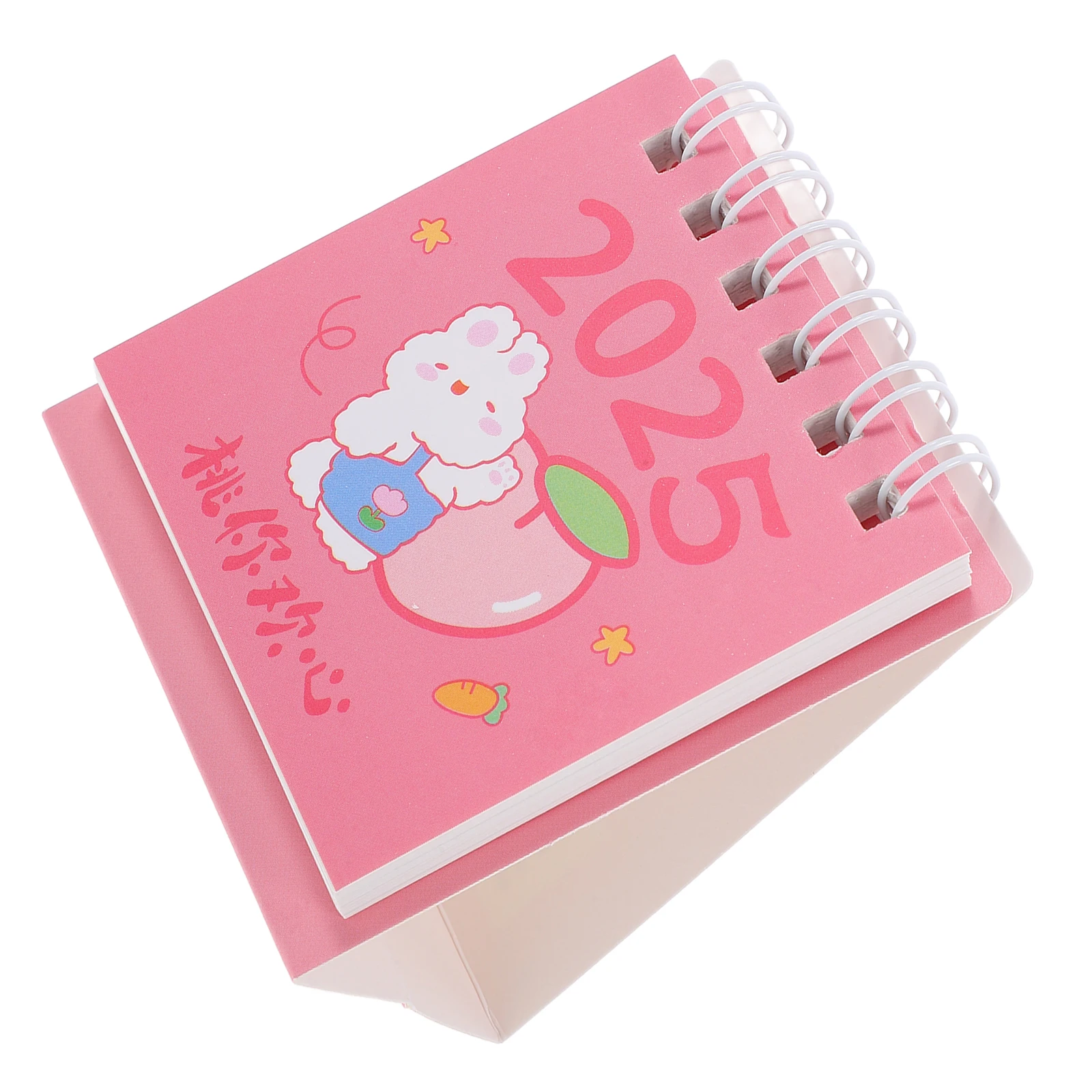 

Милый мини-настольный календарь с зеленым кроликом, стоящий перекидной календарь на 2024 год, декабрь 2024 года, двойной проволочный переплетный планировщик, декор для домашнего офиса