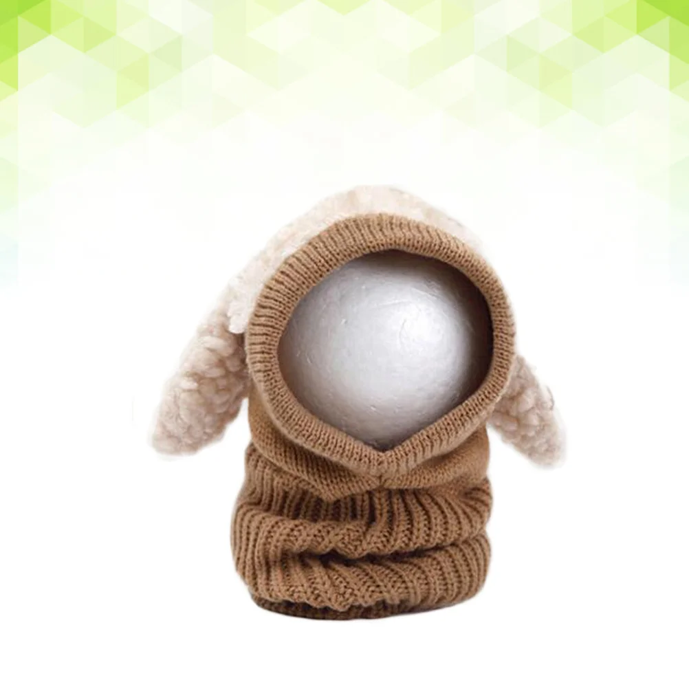 الكاكي الشتاء جرو تصميم دافئ محبوك الصوفية Coif هود وشاح قبعة لينة بسط سميكة لطيف #2