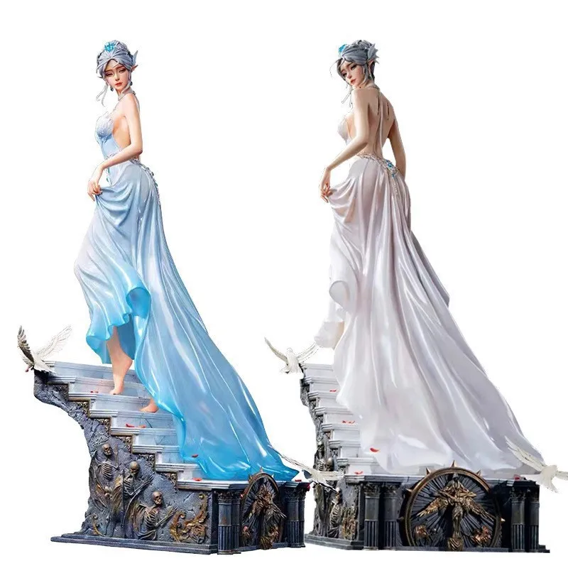 Dynamic Glance Frost Maiden Statue, Anime Art Figure With Ice Sculpture Aesthetic, Premium Display Piece