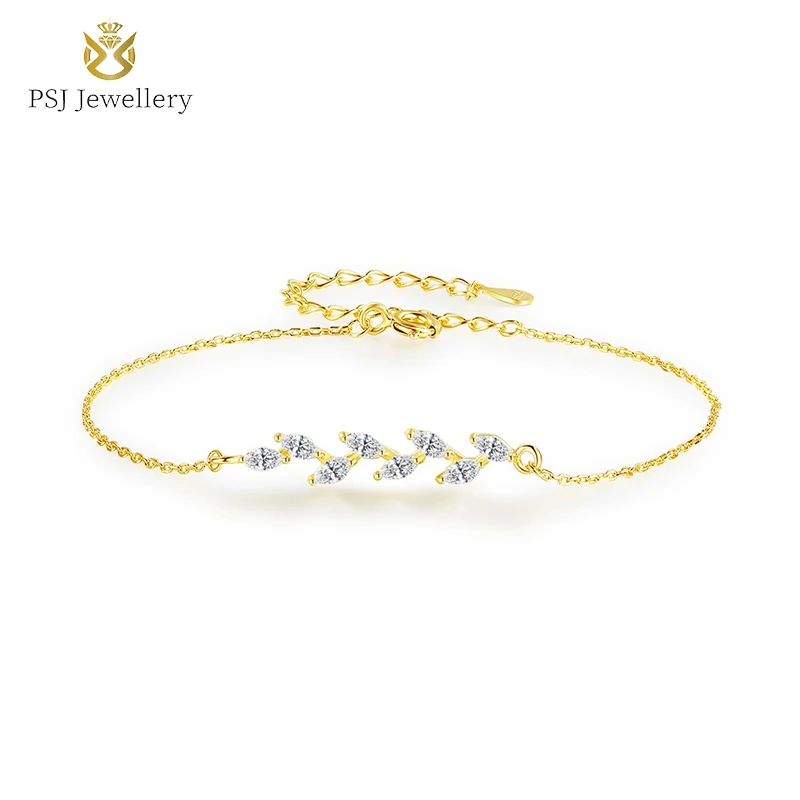 

PSJ Fine Jewelry Platinum / 18K Gold Plated Olive Shaped Marquise Cut Cubic Zircon 925 Sterling Silver Bracelets for Women