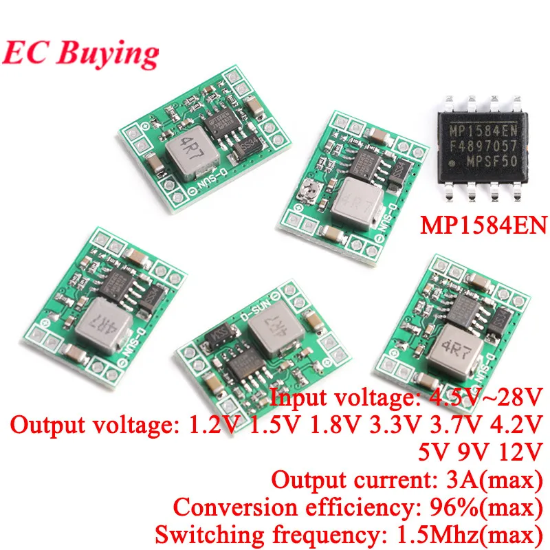 10Pcs/1pc MP1584EN Adjustable 3A 3.3V 5V 9V 12V Ultra-small size DC-DC Converter Step Down Voltage Regulator Power Module LM2596