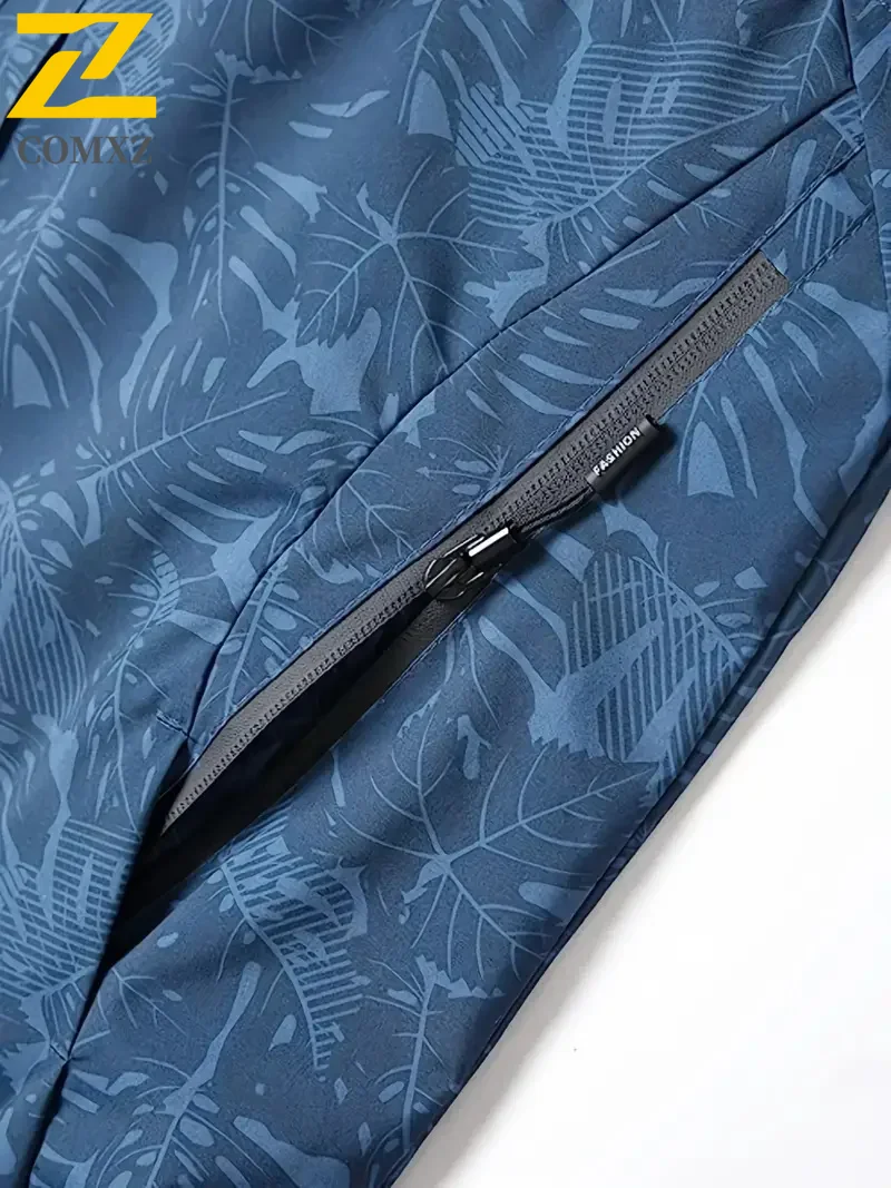 Autumn Waterproof Windbreaker Men's Fashion Camouflage Maple Leaf Pattern Work Jacket Casual Cycling Camping Loose Hooded Coat