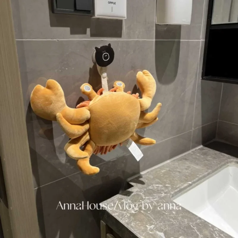 

Cartoon Crab Hand Towel Snow Neil Plush Hanging Towel Multifunctional Cute Home Animal Pattern Washcloth Supplies for Kitchen