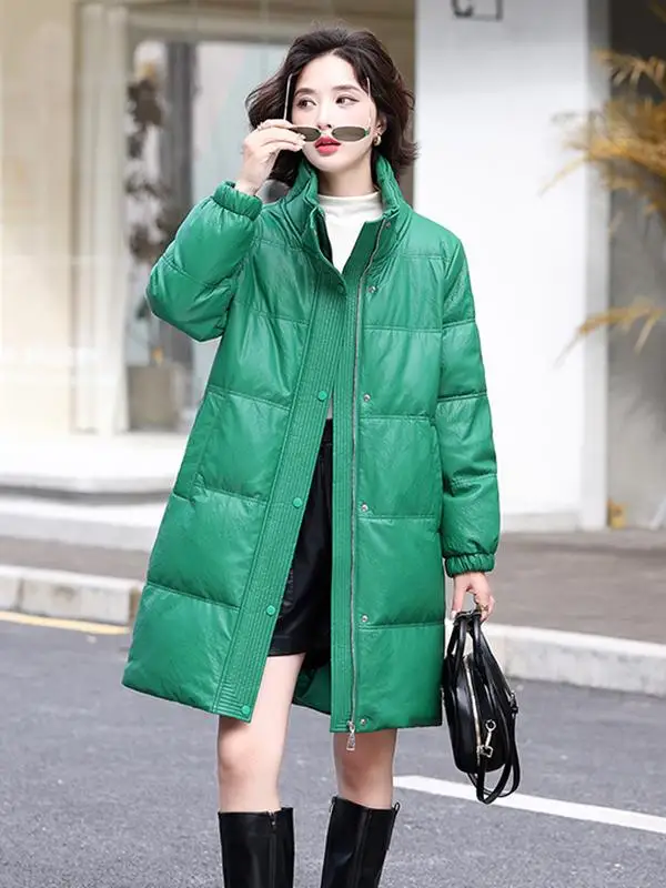 2025年冬新作 Thiened 本革ダウンジャケット レディース ミドル丈 ルーズ シープスキンファーコート 暖かい通勤用