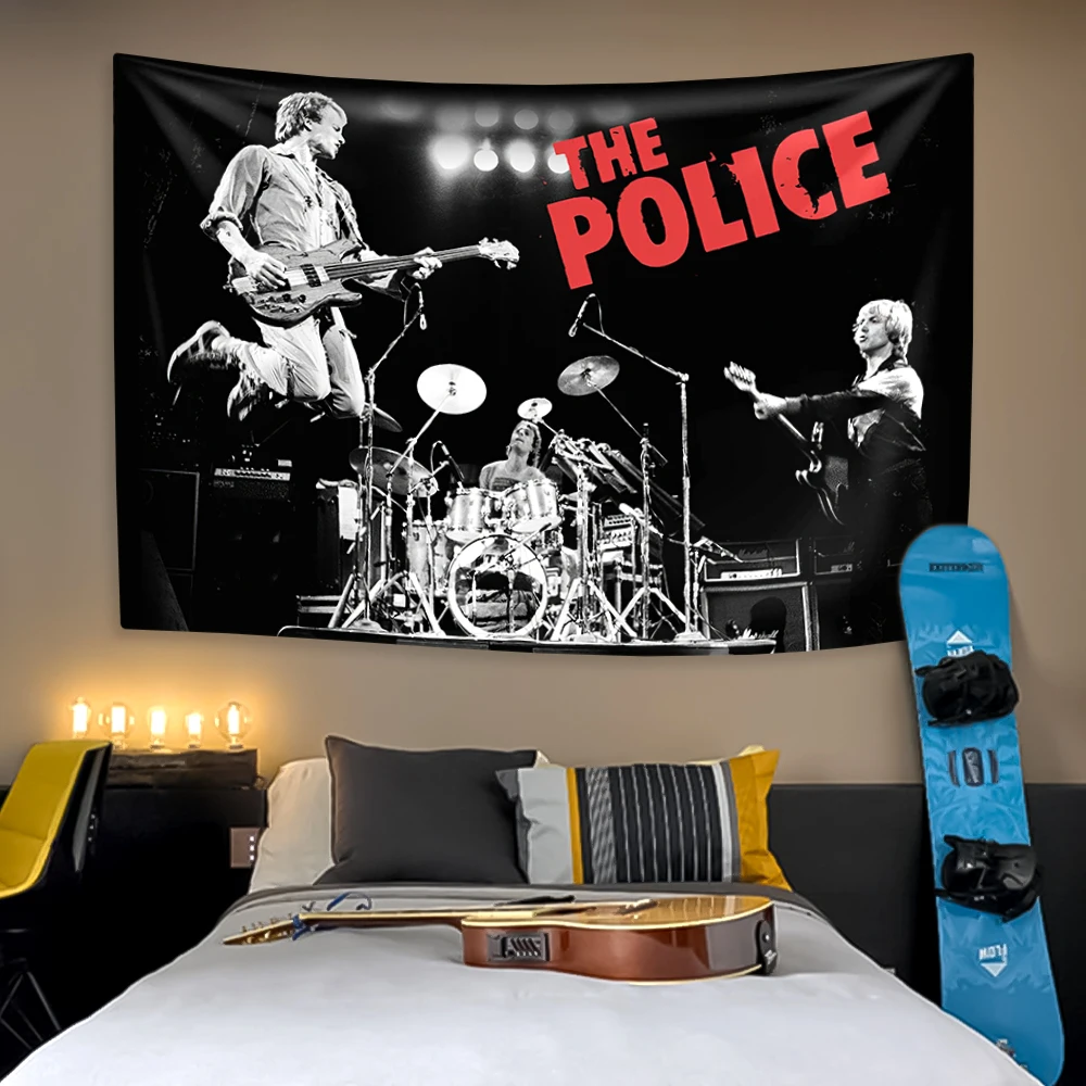 British Rock Band Tapestry The Police Printed Home Decoration Wall Hanging Bedroom Dormitory Background Cloth Concert Decor