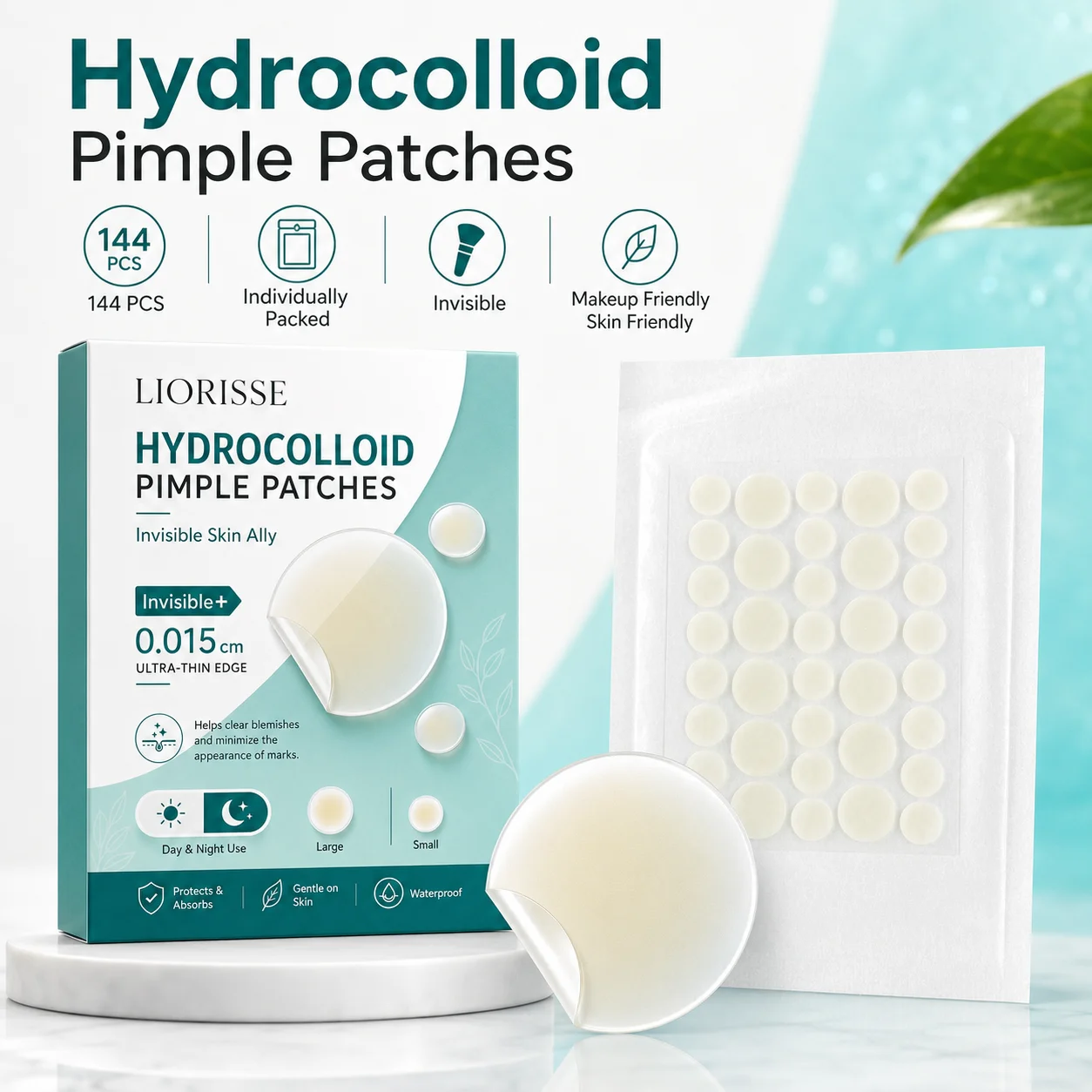 144PCS Hydrocolloid Pimple Patches White Round Acne Patch Mixed Size Individually Wrapped Invisible Makeup Skin Cover Sticker