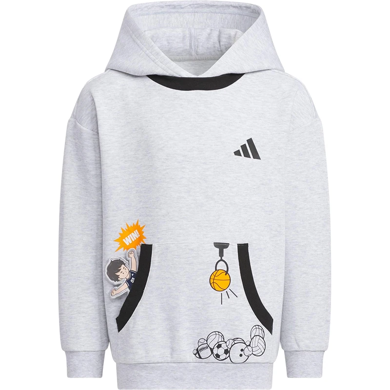 Felpa con cappuccio ampia vestibilità ampia modello ufficiale Adidas per bambini KB4572