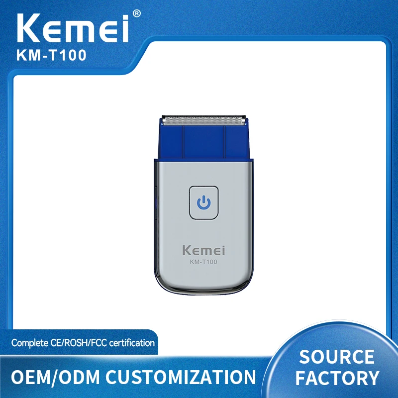

KEMEI KM-T100 Portable Mini Cordless Electric Shaving Foil Shaver Bald Shaver Men's Razor Beard Trimmer