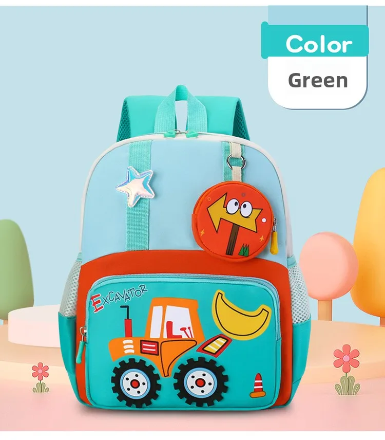 Neuer Kinderrucksack Cartoon Baufahrzeug Jungen Kindergarten-Tasche Atmungsaktiv Mittelgroß für die 3. Klasse – Detail 9