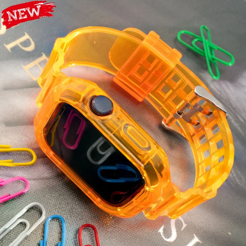 سيليكون الفرقة + حالة ل أبل حزام 46 مللي متر 42/44/45 مللي متر 41/40 مللي متر Correa الرياضة المعصم Iwatch سلسلة 10 9 8 7 6 Se 5 الترا 2 49 مللي متر