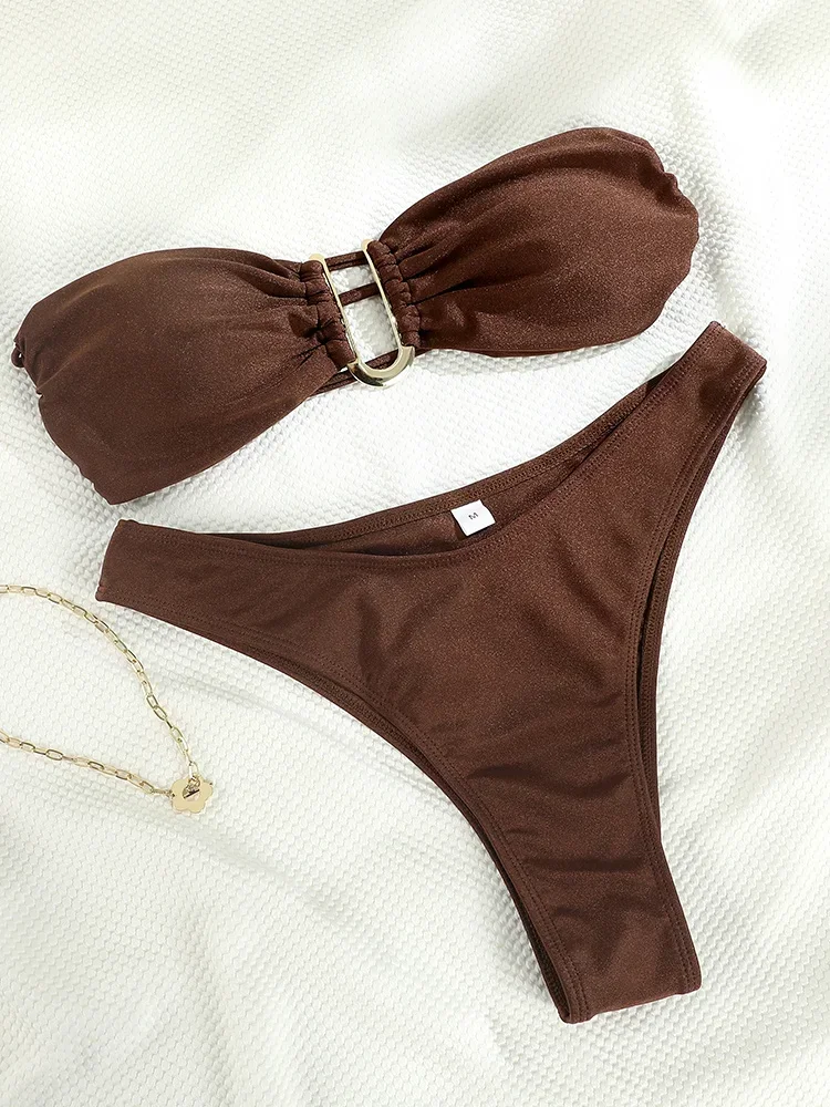 

Bandeau Bikini Sets Swimwear Women String Swimsuit Sexy Bathing Suit Summer 2-Piece Biquini 2024 Low Waist Beach Wear