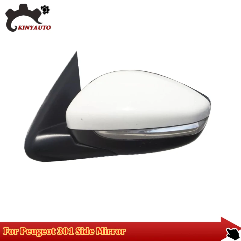 For Peugeot 301 14-18 Side External Rearview Rear View Mirror Assembly Assy INCL Lens Turn Signal Light Shell Frame Cover Holder