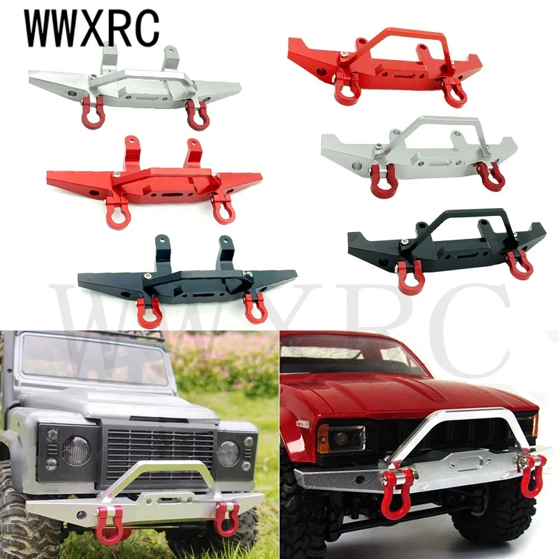 Metal Front Bumper with Winch Fixed for WPL C14 C24 C24-1 1/16 MN D90 FJ40 MN45 MN90 MN99s 1/12 RC Car Upgrade Parts