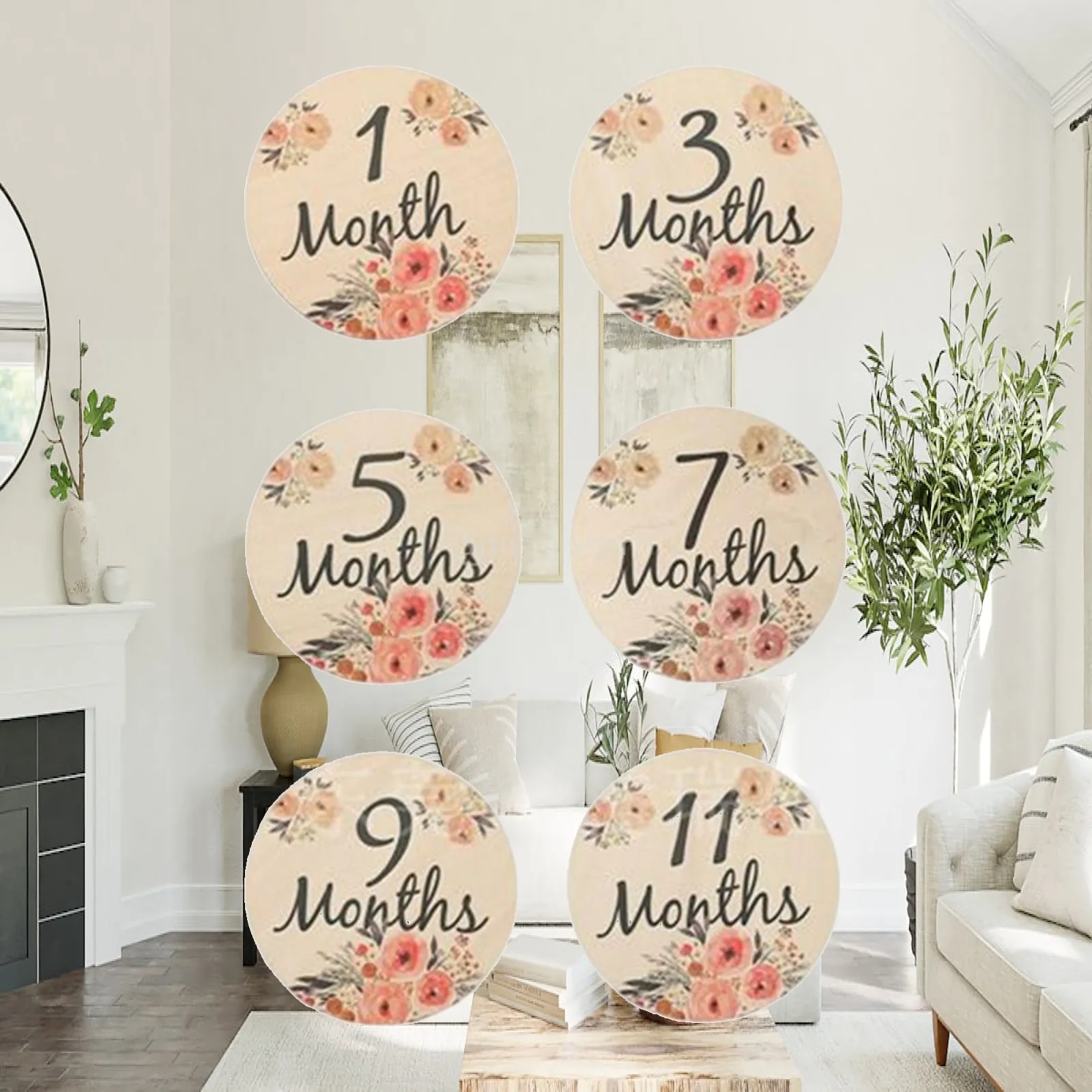 Simple Wooden Baby Milestone Cards Newborn Photography Props Round Discs for Growth Baby Shower Keepsakes Toy