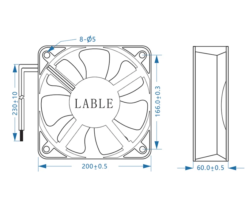 UF-206023BL H AC230V 0.45A 65W 20060 200x200x60mm AC осевой потоковый вентилятор