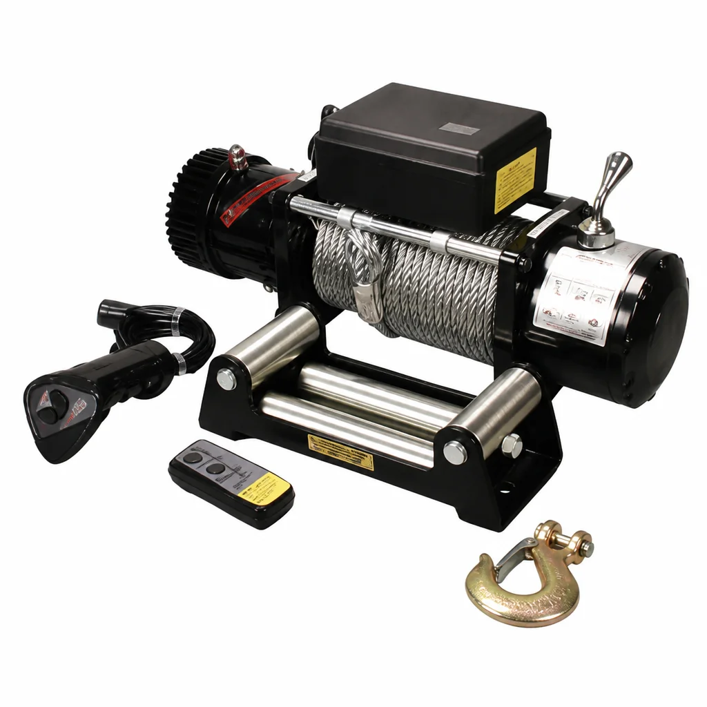 Factory Price 12000 Lbs Heavy Electric Wire Rope Winch 12V/24V Self Locking Recovery Winch for Large Truck & Folding Jib Crane